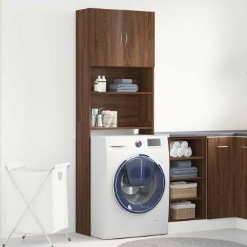 Washing Machine Cabinet Brown Oak - 64x24x190 cm Engineered Wood