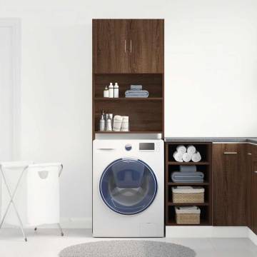 Washing Machine Cabinet Brown Oak - 64x24x190 cm Engineered Wood