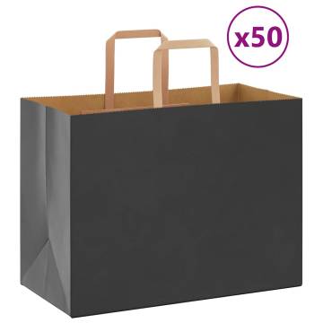 Buy 50 Black Paper Bags with Handles - Eco-Friendly & Durable