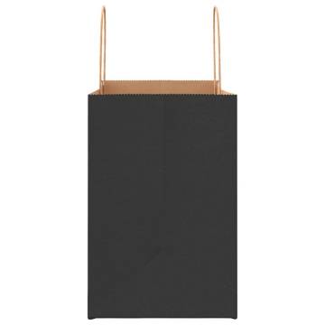 250 Pack Black Paper Bags with Handles | Sustainable Shopping