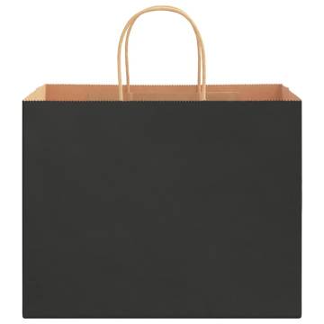 250 Black Paper Bags with Handles - Eco-Friendly & Durable