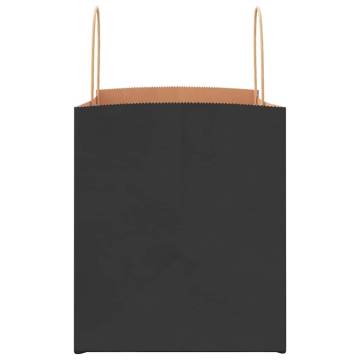 250 Black Paper Bags with Handles - Eco-Friendly & Durable