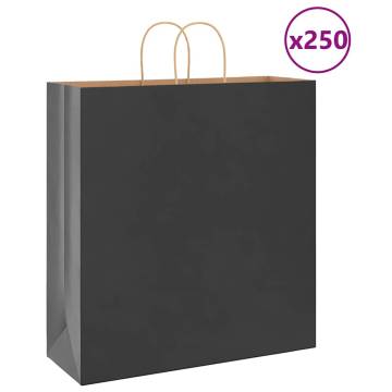 Black Paper Bags with Handles - 250 pcs | Eco-Friendly Packaging