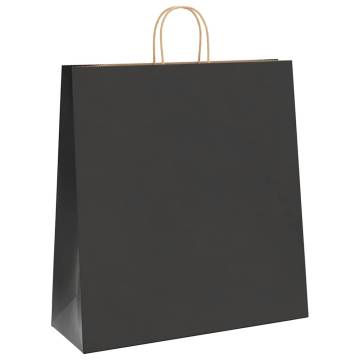 Black Paper Bags with Handles - 250 pcs | Eco-Friendly Packaging