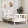 Bed Frame with Headboard White Single Solid Wood Colour white Size 90 x 190 cm 