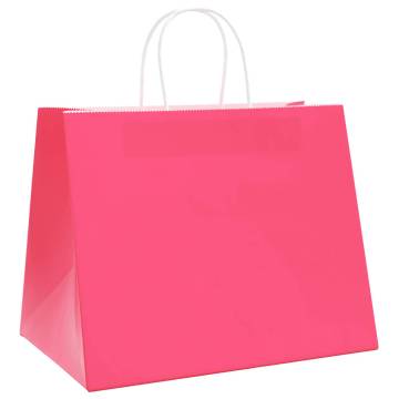 Pink Paper Bags with Handles - 250 pcs, Durable & Eco-Friendly