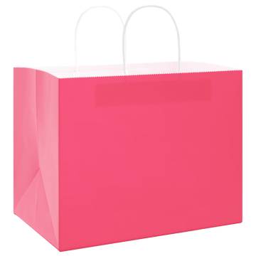 Pink Paper Bags with Handles - 250 pcs, Durable & Eco-Friendly