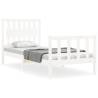 White Single Bed Frame with Headboard - Solid Pine Wood | Hipomarket