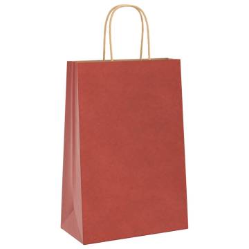 250 pcs Red Paper Bags with Handles - Eco-Friendly & Durable