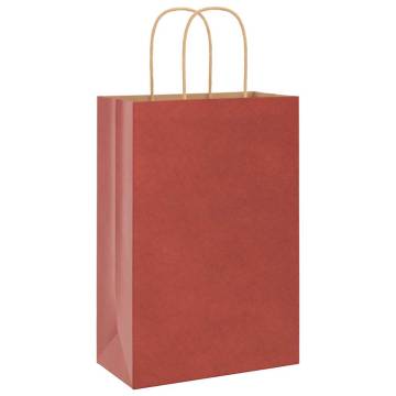 250 pcs Red Paper Bags with Handles - Eco-Friendly & Durable