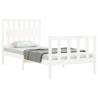 White Single Bed Frame with Headboard - Solid Pine Wood | Hipomarket