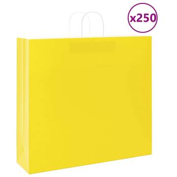 Durable Yellow Paper Bags with Handles - 250 pcs | HipoMarket