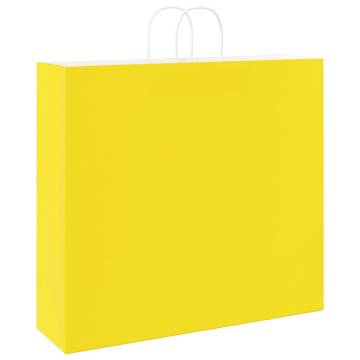 Durable Yellow Paper Bags with Handles - 250 pcs | HipoMarket