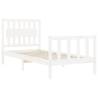 White Single Bed Frame with Headboard - Solid Pine Wood | Hipomarket