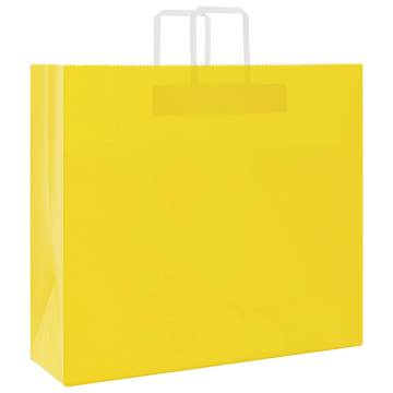 Yellow Paper Bags with Handles - 250 pcs | Eco-Friendly Option