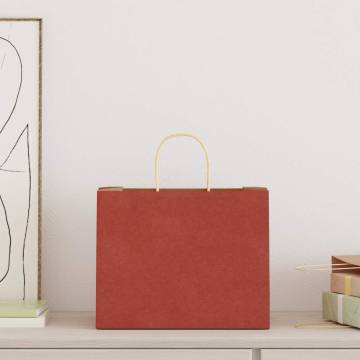 Sustainable Red Paper Bags with Handles - 250 Pcs