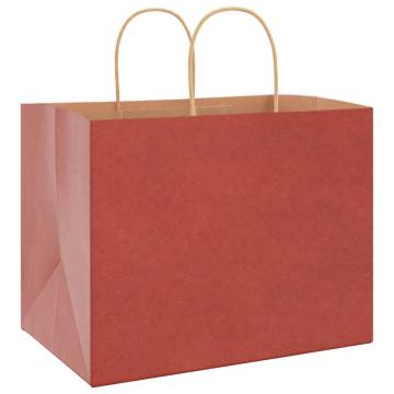 Sustainable Red Paper Bags with Handles - 250 Pcs