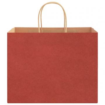 Sustainable Red Paper Bags with Handles - 250 Pcs