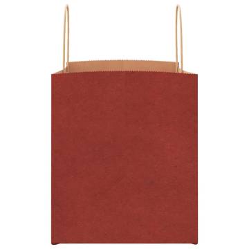 Sustainable Red Paper Bags with Handles - 250 Pcs