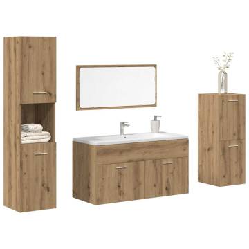 4 Piece Artisan Oak Bathroom Furniture Set | HipoMarket