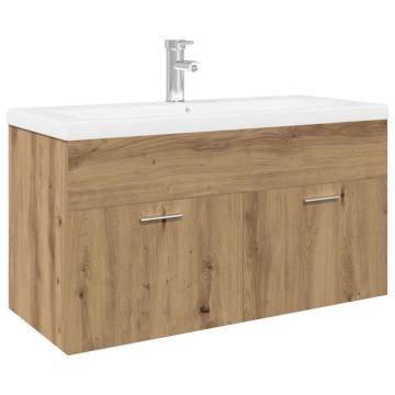 Stylish Sink Cabinet with Built-in Basin - Artisan Oak