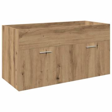 Stylish Sink Cabinet with Built-in Basin - Artisan Oak