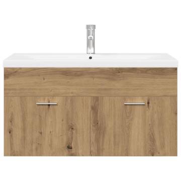 Stylish Sink Cabinet with Built-in Basin - Artisan Oak