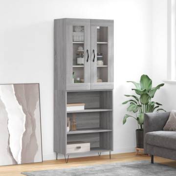 Stylish Highboard Grey Sonoma - 69.5x34x180 cm | HipoMarket