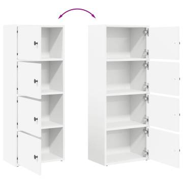 Stylish White Bookcase 40x24x102 cm - Engineered Wood