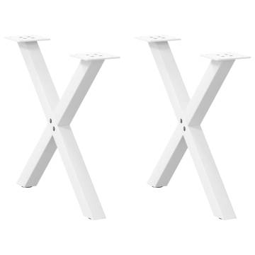 X-Shaped Coffee Table Legs - White Steel (50x42-43 cm) - 2 pcs