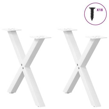 X-Shaped Coffee Table Legs - White Steel (50x42-43 cm) - 2 pcs