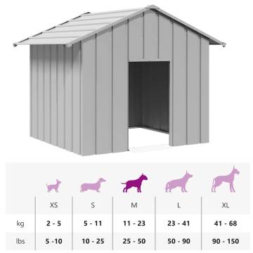 Durable Dog House with Roof - 131x101x102 cm Galvanised Steel