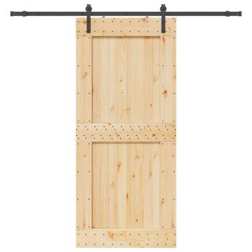 Sliding Door with Hardware Set - Solid Wood Pine 100x210 cm