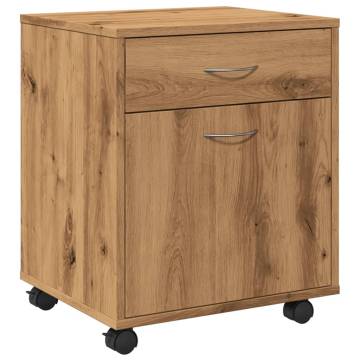 Rolling Cabinet Artisan Oak - Versatile Storage Solution