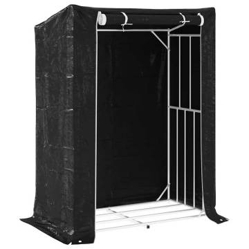 vidaxL Firewood Rack with Rain Cover - Durable Galvanised Steel