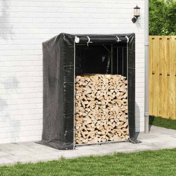 vidaxL Firewood Rack with Rain Cover - Durable Galvanised Steel