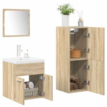 4 Piece Bathroom Furniture Set - Sonoma Oak Wood | HipoMarket