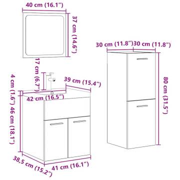 4 Piece Bathroom Furniture Set - Sonoma Oak Wood | HipoMarket