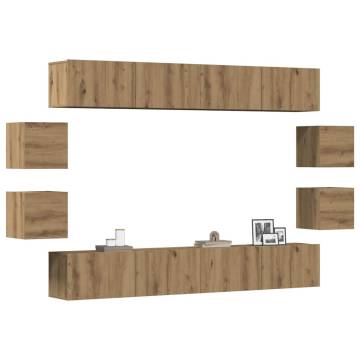 Wall Mounted TV Cabinets - 8 pcs Artisan Oak Engineered Wood