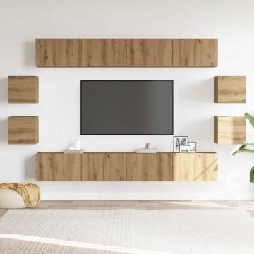 Wall Mounted TV Cabinets - 8 pcs Artisan Oak Engineered Wood