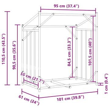 vidaXL Firewood Rack with Rain Cover | Durable Galvanised Steel