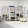 5-Layer Storage Shelves - Silver Steel & Engineered Wood | HipoMarket