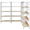 5-Layer Storage Shelves - Silver Steel & Engineered Wood | HipoMarket