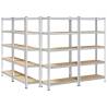 5-Layer Storage Shelves - Silver Steel & Engineered Wood | HipoMarket