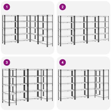 5-Layer Storage Shelves - Silver Steel & Engineered Wood | HipoMarket