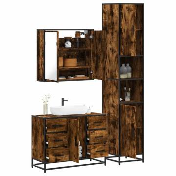 4 Piece Bathroom Furniture Set - Smoked Oak | Hipo Market