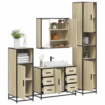 4 Piece Bathroom Furniture Set - Sonoma Oak Engineered Wood