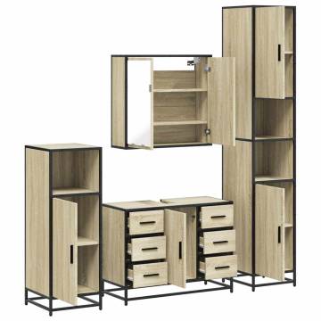 4 Piece Bathroom Furniture Set - Sonoma Oak Engineered Wood