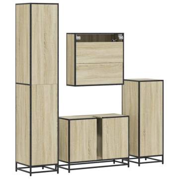 4 Piece Bathroom Furniture Set - Sonoma Oak Engineered Wood