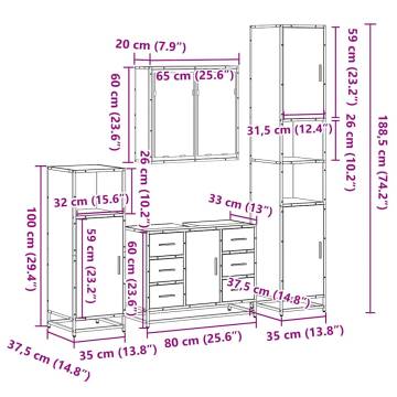 4 Piece Bathroom Furniture Set - Sonoma Oak Engineered Wood